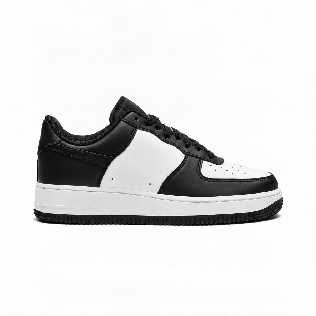Premium Leather Lifestyle Sneakers - Black & White