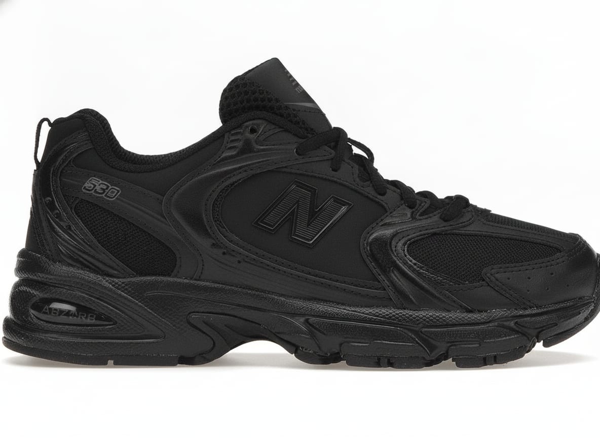 Athletic Casual Shoes - All Black Leather