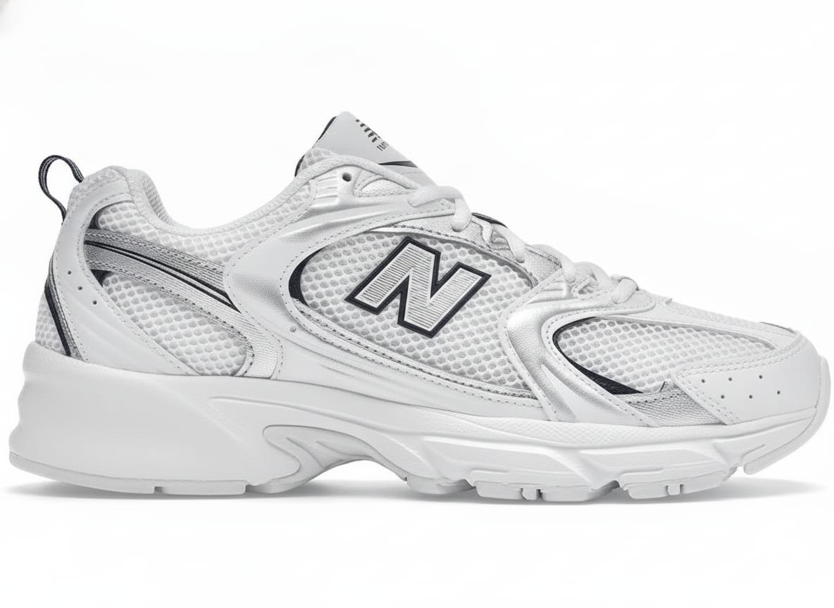 Retro Lifestyle Sneakers - White Silver Navy