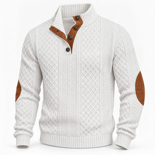 Men's Textured Button-Neck Sweater