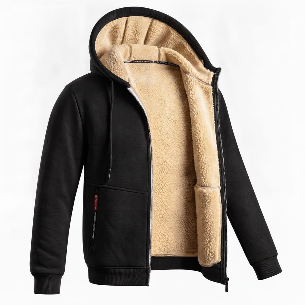 Men's Contrast-Lined Hooded Full-Zip Jacket