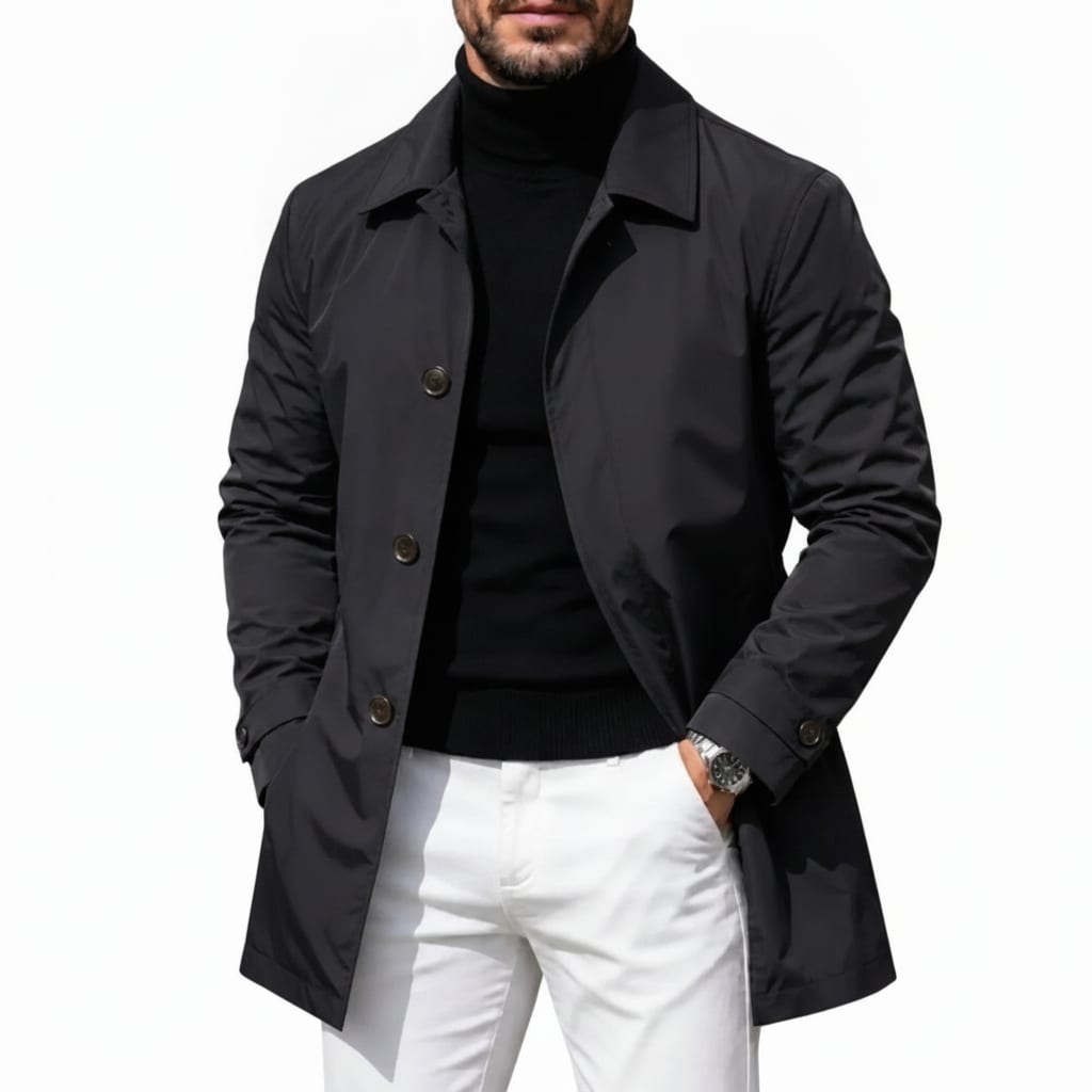 Men's Button-Front Collared Coat
