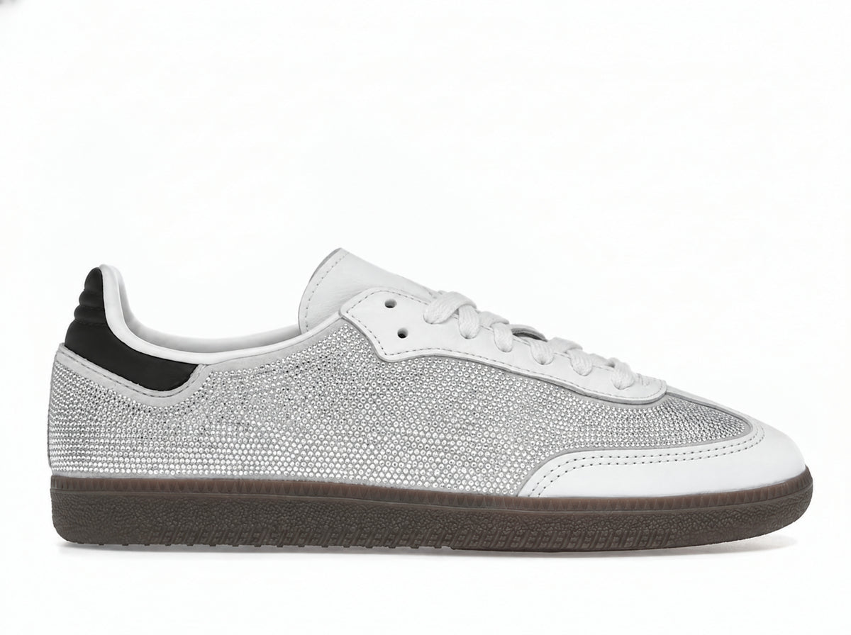 Classic Low-Profile Casual Sneakers, White Silver Rhinestone