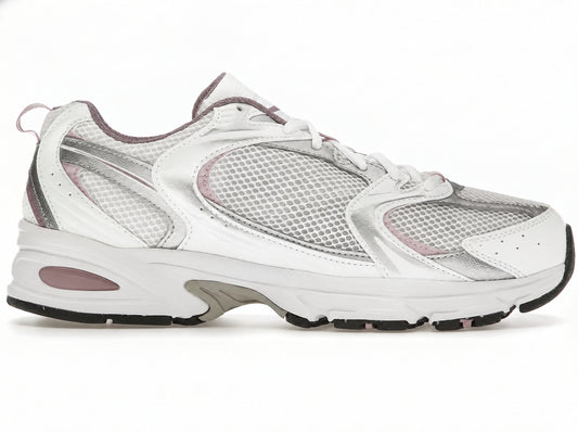 Retro Casual Sneakers White Silver Metallic